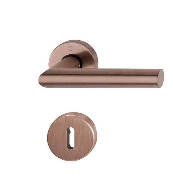 HOPPE Amsterdam Interior Door Handle Set - Copper Coloured Satin Stainless Steel