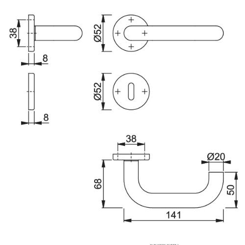 HOPPE Paris F69-S Satin Stainless Steel Interior Door Handle Set for 37-47mm Doors