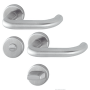 HOPPE Paris F69-S Satin Stainless Steel Bathroom/WC Handle Set - SecuSan Antimicrobial Interior Door Hardware (40-45mm)