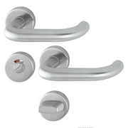HOPPE Paris SecuSan Stainless Steel Bathroom/WC Interior Door Handle Set - Satin Finish (40-45mm)