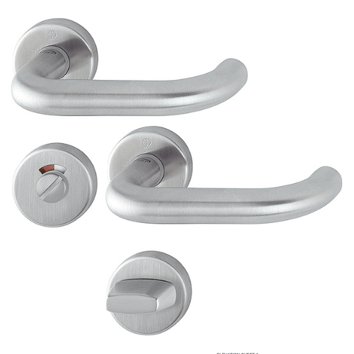 HOPPE Paris SecuSan Stainless Steel Bathroom/WC Interior Door Handle Set - Satin Finish (40-45mm)