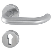 HOPPE Paris F69-S Satin Stainless Steel Interior Door Handle Set - Euro Profile, Antimicrobial