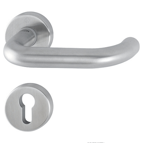 HOPPE Paris F69-S Satin Stainless Steel Interior Door Handle Set - Euro Profile, Antimicrobial