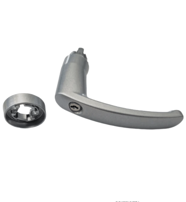 Genuine Kawneer Tilt and Turn Handle with Rosette, Key, and Fixing - Silver Anodized