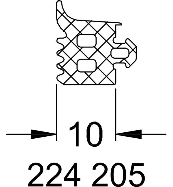 Schuco 224205 – Glazing Bead - 10mm – diagram