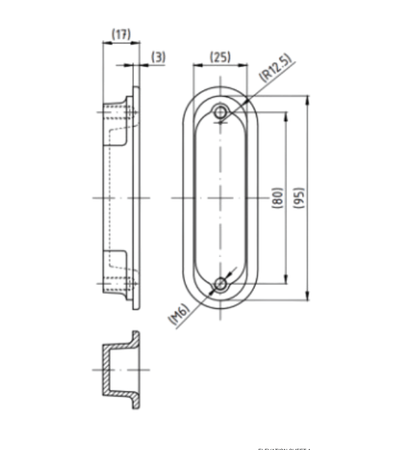 SCHÜCO Handle Spacer 269422/269225 - Silver Aluminum Window & Door Component