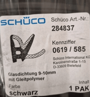 SCHÜCO 284837 Glazing Gasket - 5 Meter Roll for Aluminium Windows and Doors