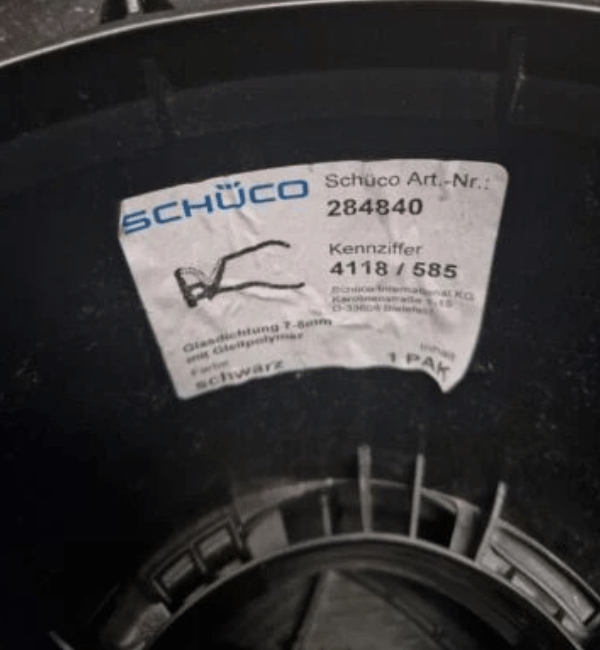Schüco 284840 Genuine Glazing Gasket - 5 Meter Roll for Aluminium Systems