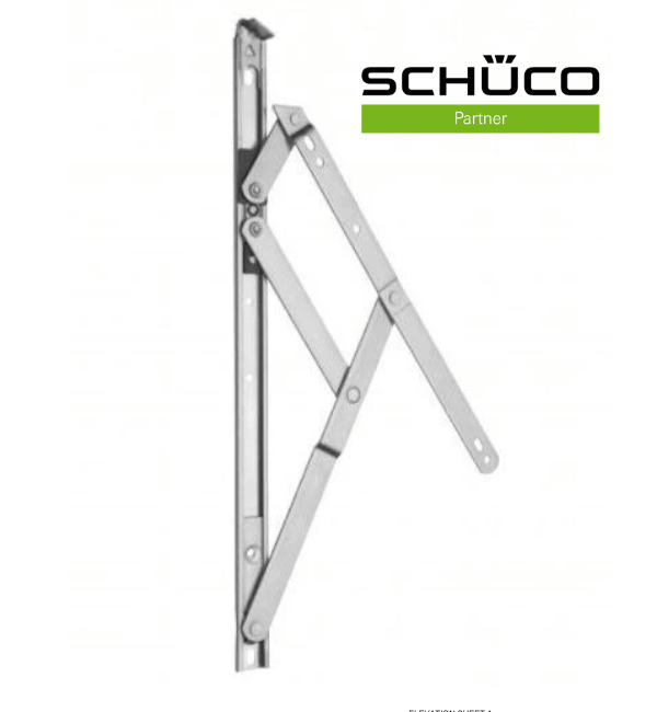 Schueco Heavy Duty Projected Top & Side Window Friction Hinge - Stainless Steel 276490 (Sold as 1 Pair)