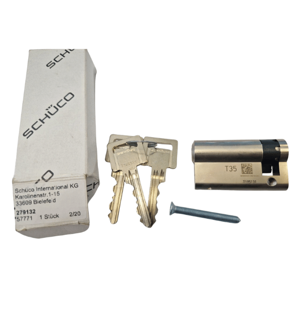 Schüco Profile Cylinder 279132: 45/10mm 45° Cam Lock Cylinder for Enhanced Door Security