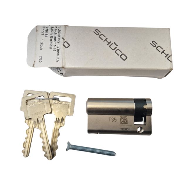 Schüco Profile Cylinder 279132: 45/10mm 45° Cam Lock Cylinder for Enhanced Door Security