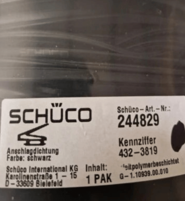 SCHÜCO 244829 Rebate Glazing Gasket - 5 Meter Length for Aluminium Systems