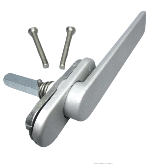 Schücco Bifold Shoot-bolt Hand Lever ALU Silver (269190) - For AS FD 75 Bifold Doors (New Model 2023)