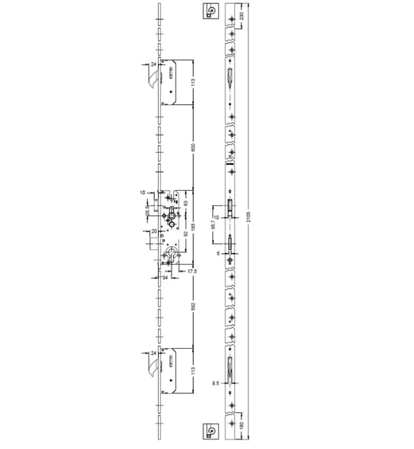Schücco 241783 Left-Hand Claw Bolt Lock - High-Security Door Hardware