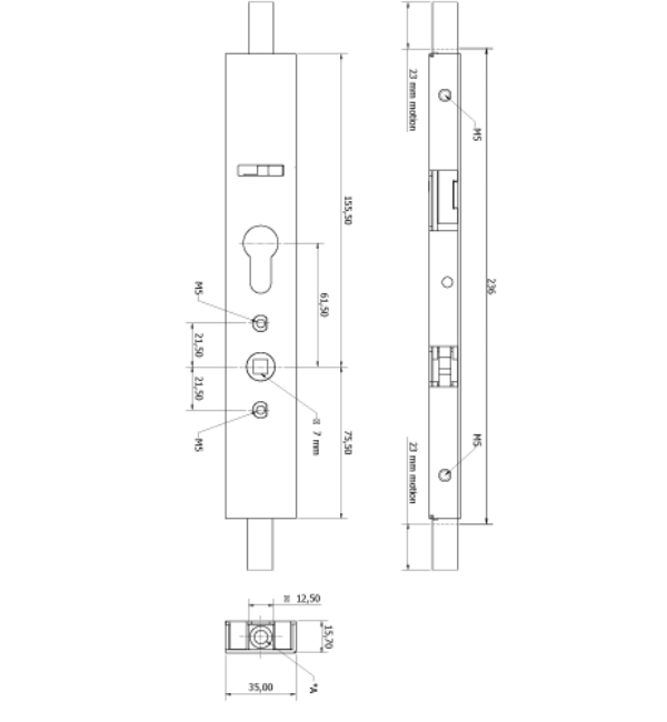 PAS24 Compliant Steel Shootbolt Lock with 10mm Threaded Rod for Bi-Fold Doors