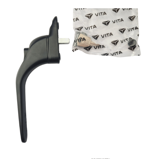 Vita Inline Espag Window Handle - Black Finish, High Clearance